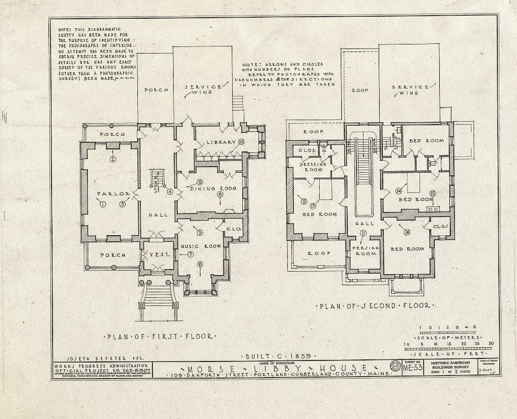 Blueprint HABS ME,3-Port,15- (Sheet 1 of 2) - Morse-Libby House, 109 Danforth Street, Portland, Cumberland County, ME