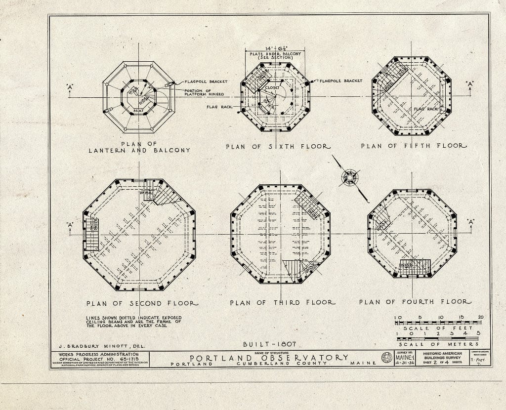 Blueprint HABS ME,3-Port,7- (Sheet 2 of 4) - Portland Observatory, 138 Congress Street, Portland, Cumberland County, ME