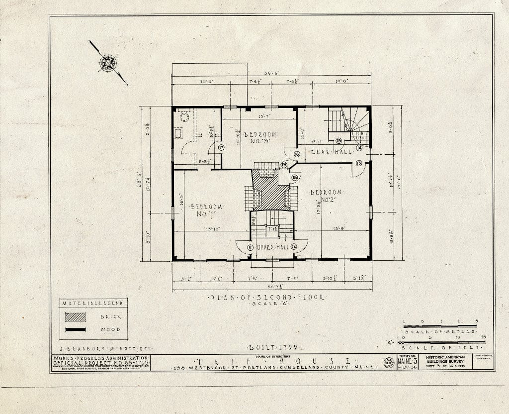 Blueprint HABS ME,3-STROWA,1- (Sheet 3 of 14) - Tate House, 158 Westbrook Street, Stroudwater, Cumberland County, ME