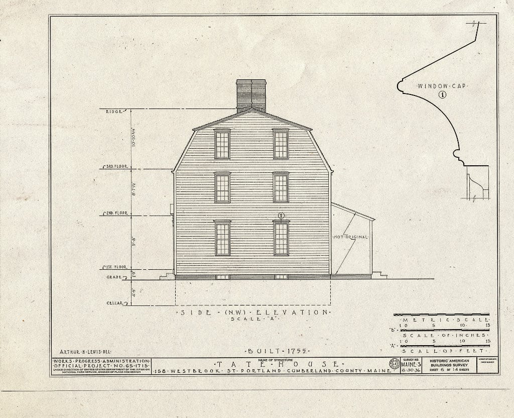 Blueprint HABS ME,3-STROWA,1- (Sheet 6 of 14) - Tate House, 158 Westbrook Street, Stroudwater, Cumberland County, ME