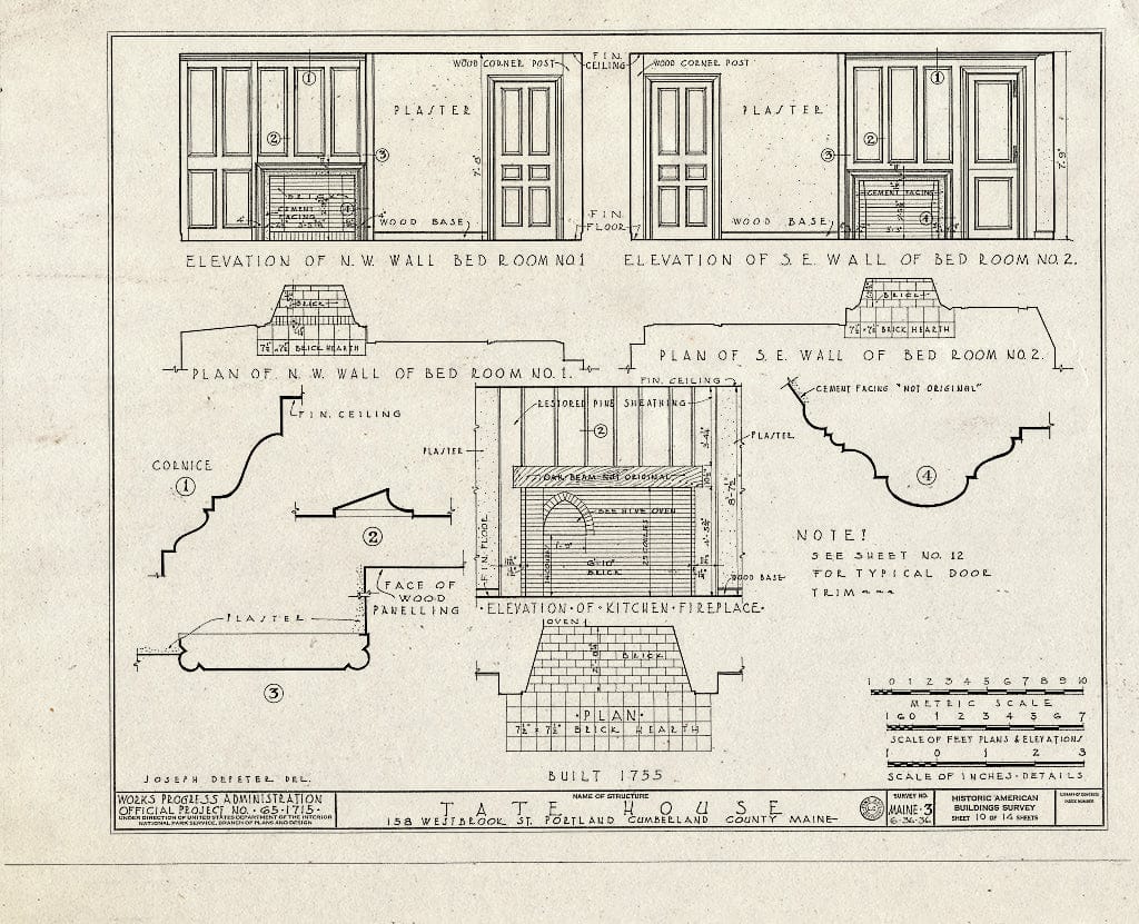 Blueprint HABS ME,3-STROWA,1- (Sheet 10 of 14) - Tate House, 158 Westbrook Street, Stroudwater, Cumberland County, ME