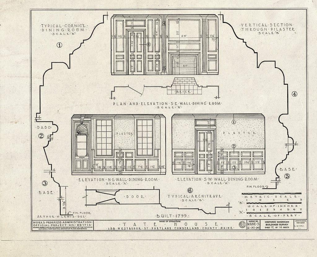 Blueprint HABS ME,3-STROWA,1- (Sheet 12 of 14) - Tate House, 158 Westbrook Street, Stroudwater, Cumberland County, ME