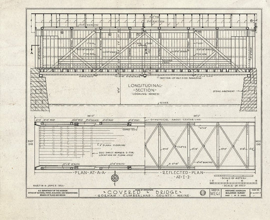 Blueprint Longitudinal Section, Plan at A-A, Reflected Plan at I-I - C ...