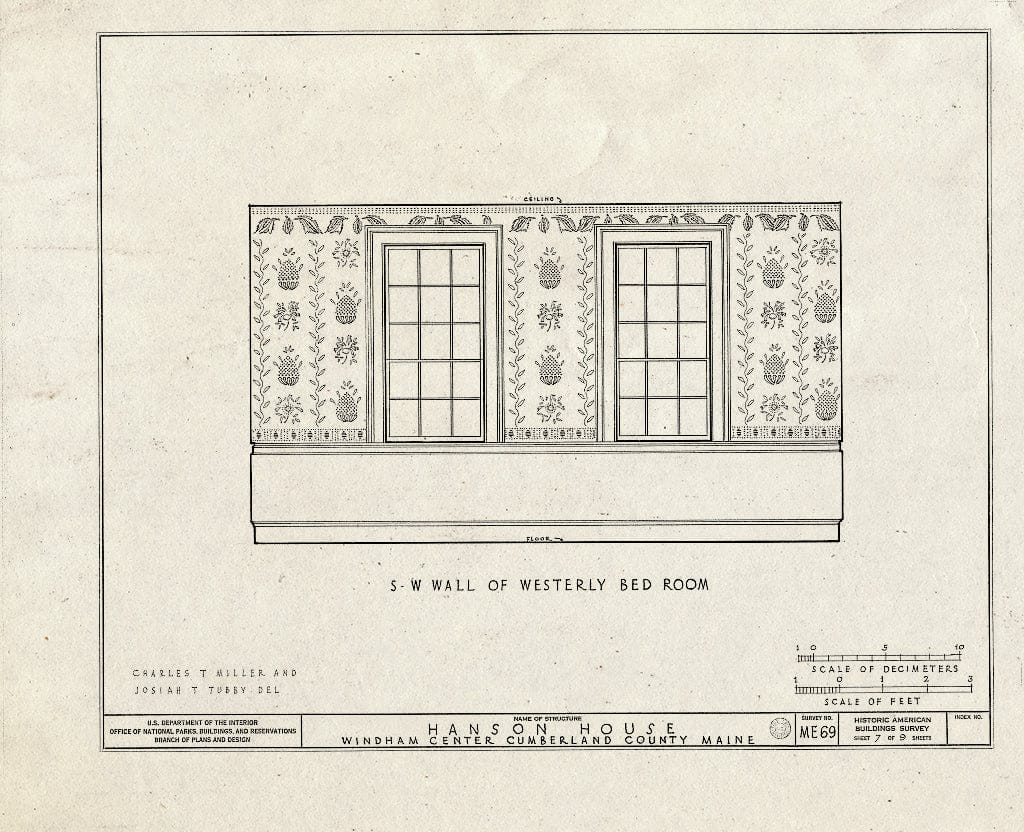 Blueprint HABS ME,3-Wind.V,1- (Sheet 7 of 9) - Hanson House, Albion Road, Windham Center, Cumberland County, ME