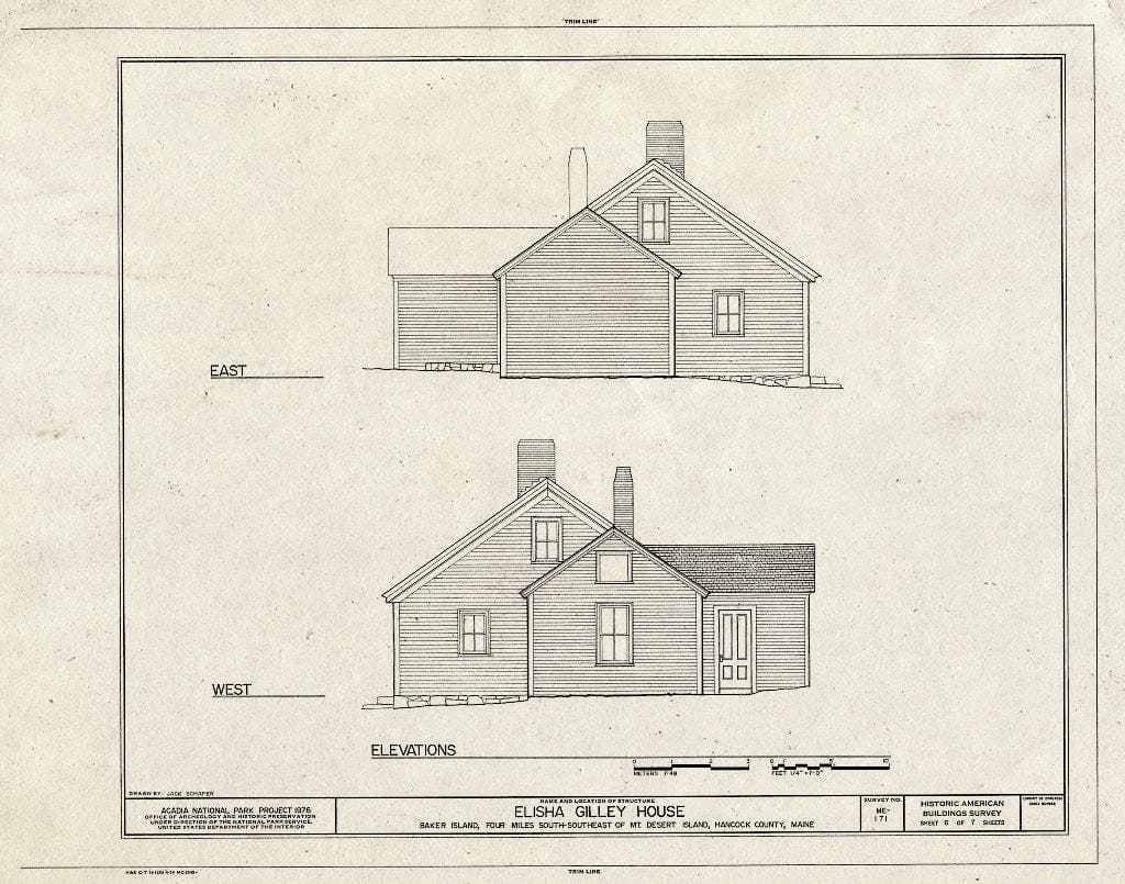 Blueprint HABS ME,5-BAKIS,2- (Sheet 6 of 7) - Elisha Gilley House, Bar Harbor, Hancock County, ME