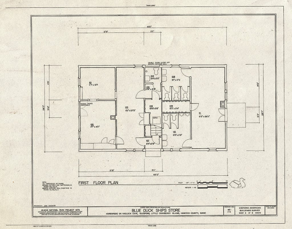 Blueprint HABS ME,5-LICRIS,1- (Sheet 2 of 6) - Blue Duck Ships Store, Harborside on Hadlock Cove, Isleford, Isleford, Warren County, TN