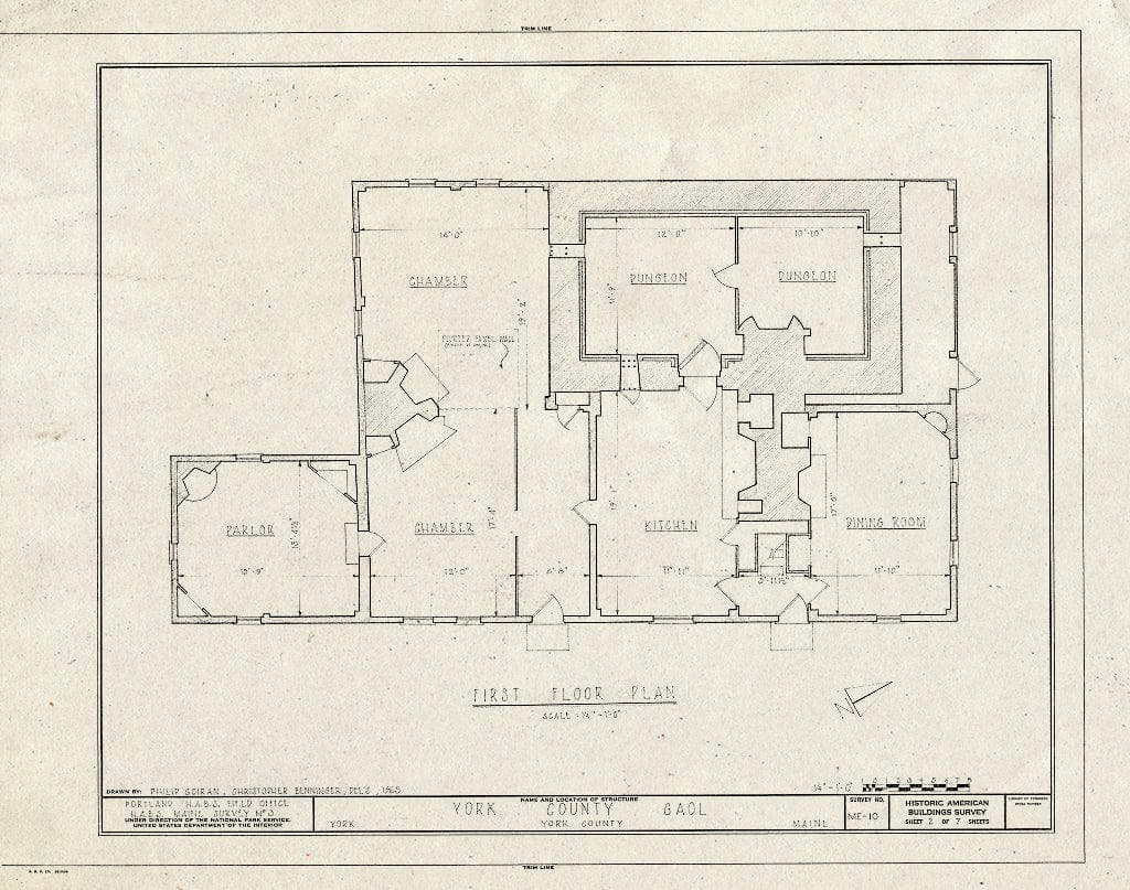 Blueprint HABS ME,16-York.V,1- (Sheet 2 of 7) - Old York County Gaol, Lindsay Road, York Village, York County, ME