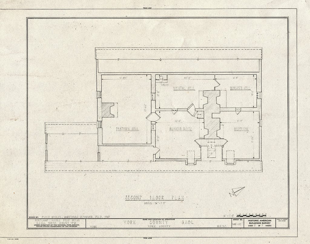Blueprint HABS ME,16-York.V,1- (Sheet 3 of 7) - Old York County Gaol, Lindsay Road, York Village, York County, ME
