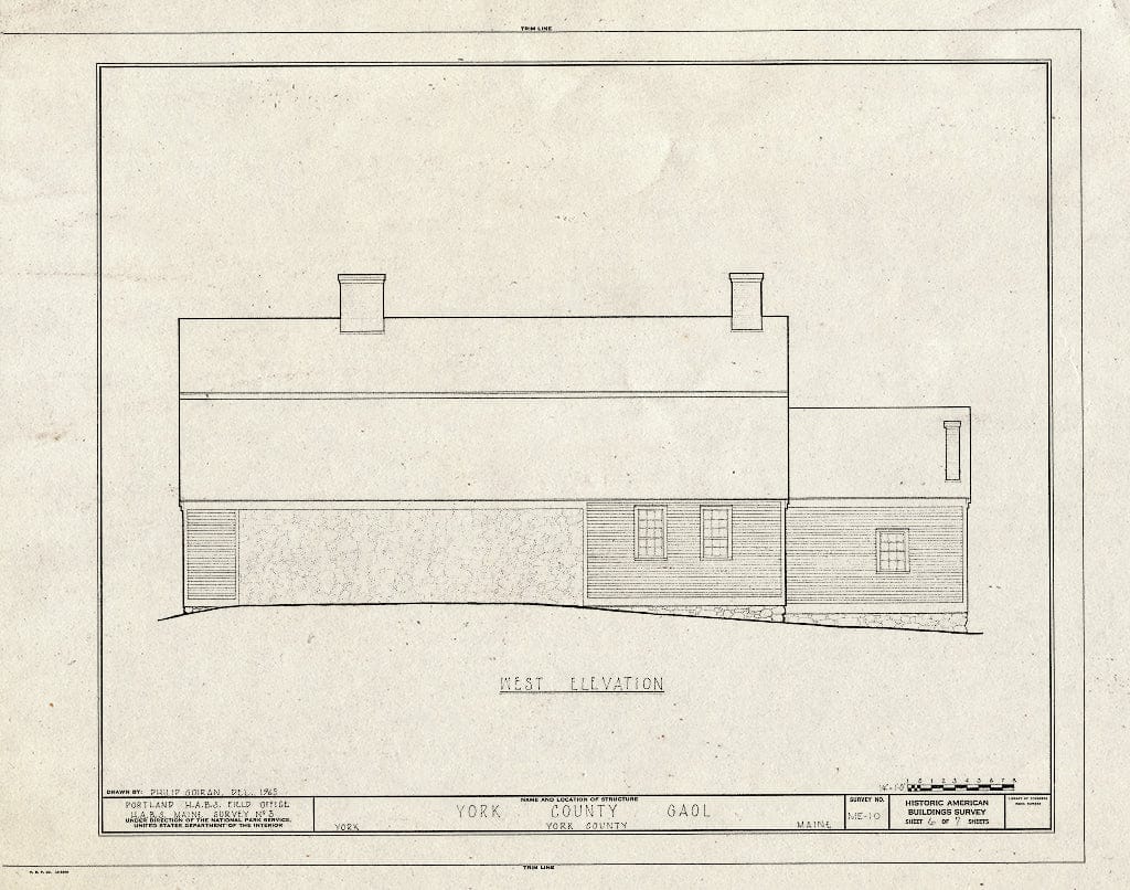 Blueprint HABS ME,16-York.V,1- (Sheet 6 of 7) - Old York County Gaol, Lindsay Road, York Village, York County, ME