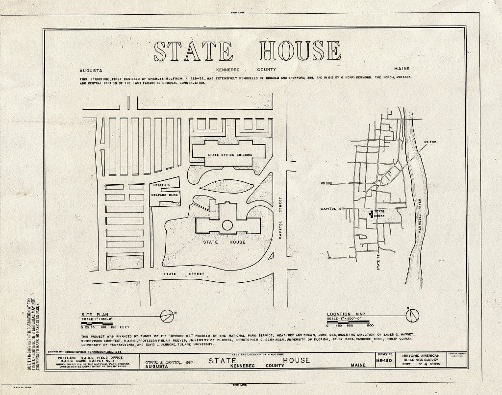 Blueprint HABS ME,6-AUG,2- (Sheet 1 of 4) - Maine State House, State & Capitol Streets, Augusta, Kennebec County, ME