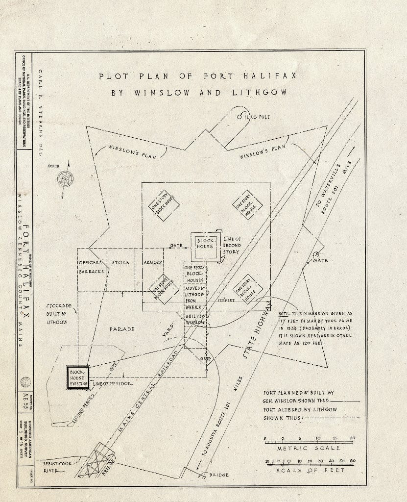 Blueprint HABS ME,6-WINLO,1- (Sheet 1 of 13) - Fort Halifax, U.S. Route 201, Winslow, Kennebec County, ME
