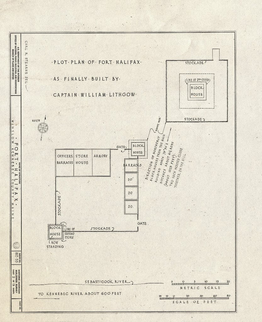 Blueprint HABS ME,6-WINLO,1- (Sheet 2 of 13) - Fort Halifax, U.S. Route 201, Winslow, Kennebec County, ME