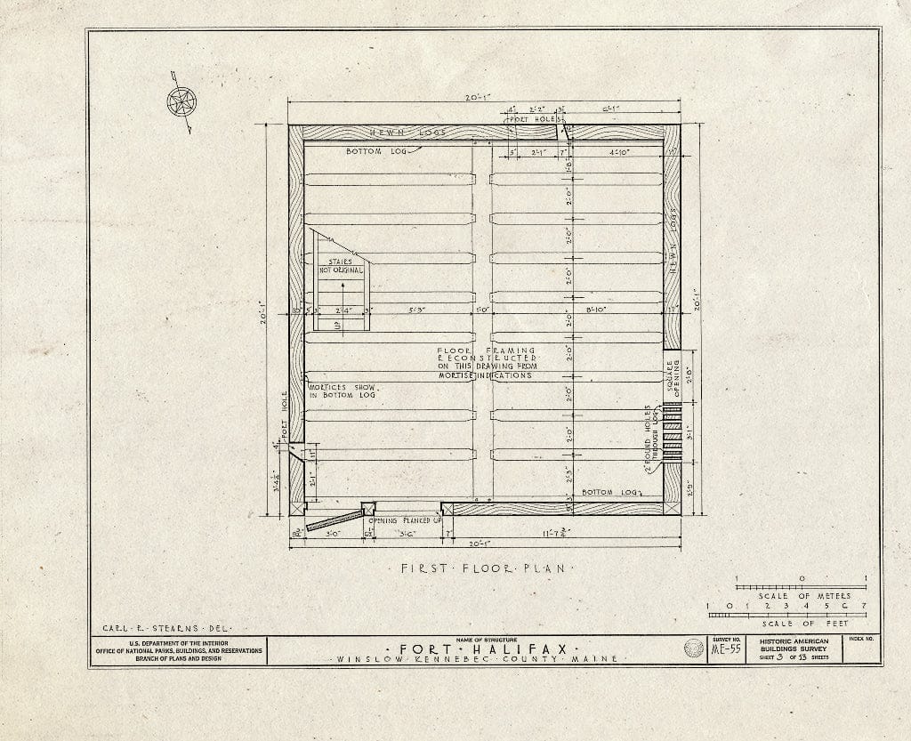 Blueprint HABS ME,6-WINLO,1- (Sheet 3 of 13) - Fort Halifax, U.S. Route 201, Winslow, Kennebec County, ME