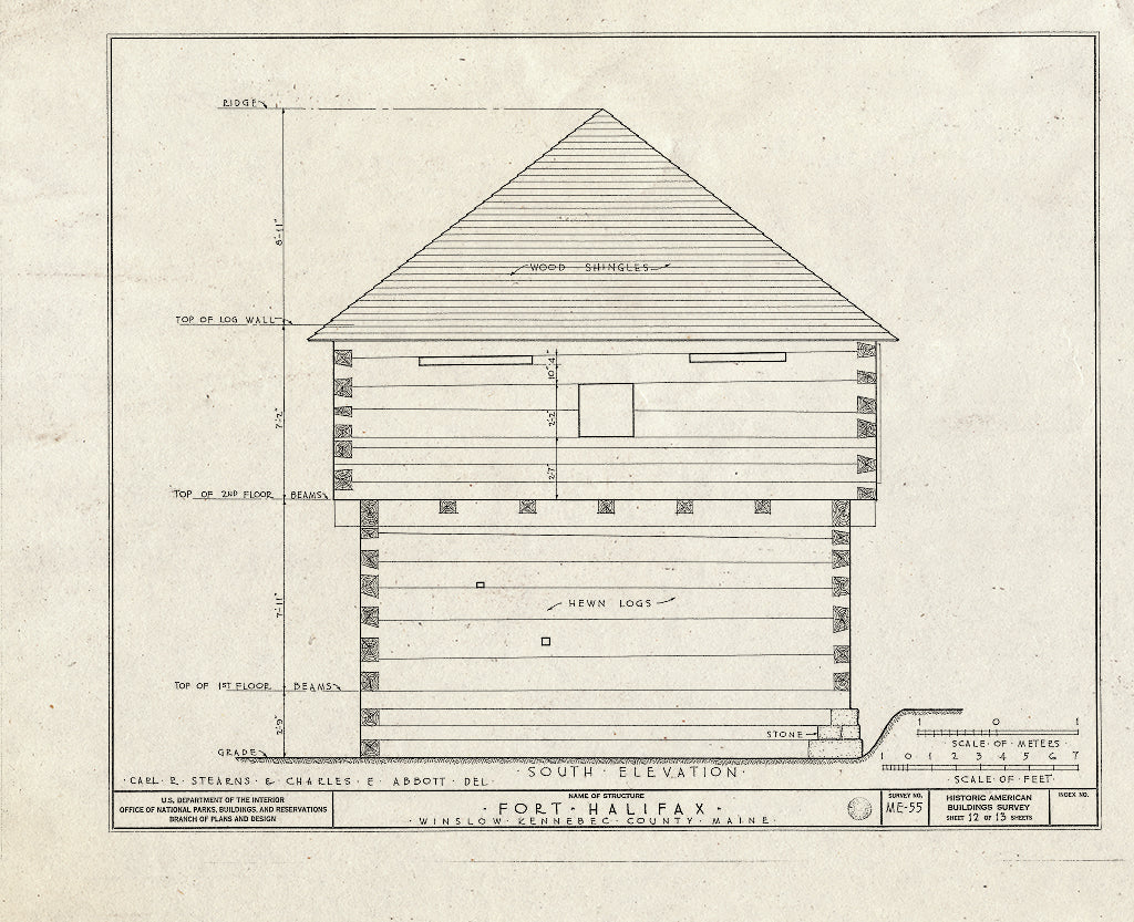 Blueprint HABS ME,6-WINLO,1- (Sheet 12 of 13) - Fort Halifax, U.S. Route 201, Winslow, Kennebec County, ME