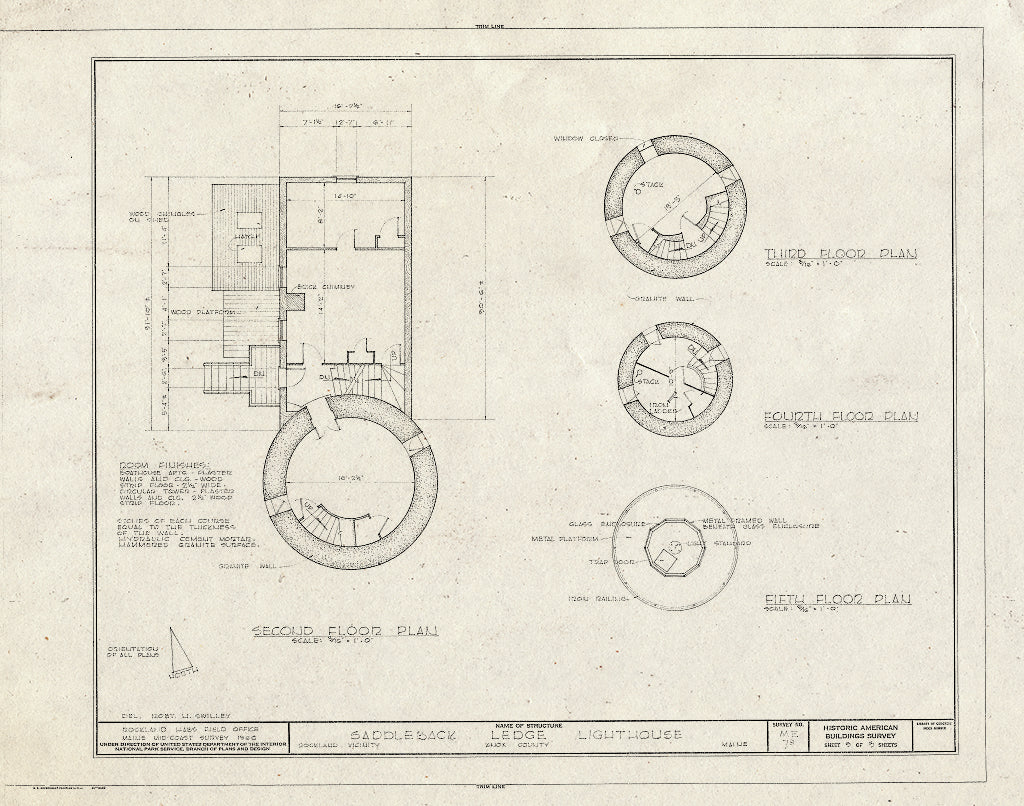 Blueprint HABS ME,7-ROCLA.V,1- (Sheet 3 of 3) - Saddleback Ledge Lighthouse, On Saddleback Ledge in Penobscot Bay, Rockland, Knox County, ME