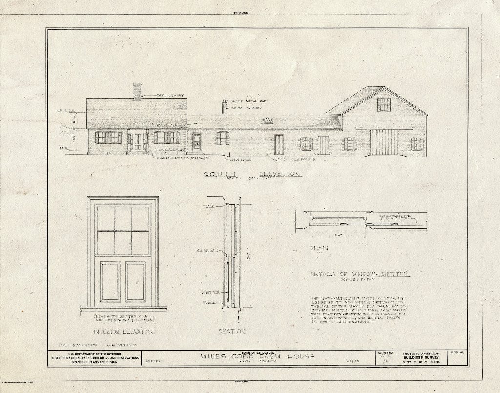 Blueprint HABS ME,7-WAR,1- (Sheet 2 of 2) - Miles Cobb Farmhouse, Main Street & State Route 131 (Hinchley's Corner), Warren, Knox County, ME