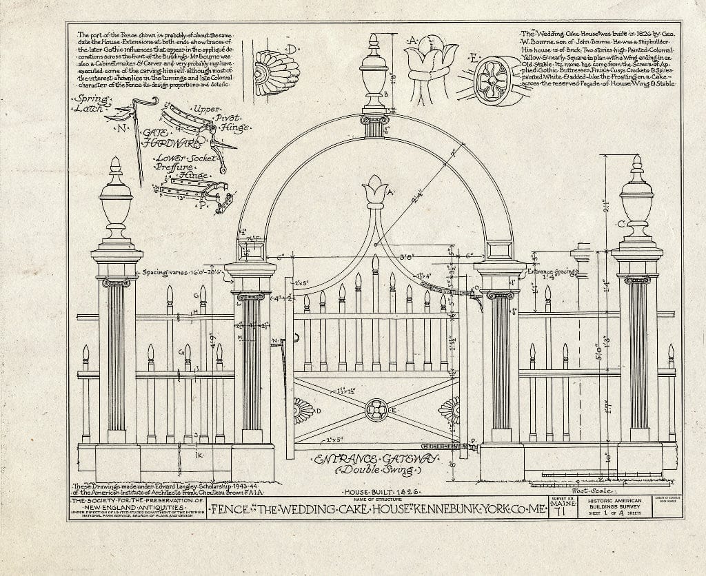 Blueprint HABS ME,16-Ken,6C- (Sheet 1 of 4) - George W. Bourne House (Fence), 104 Summer Street (State Route 35), Kennebunk, York County, ME