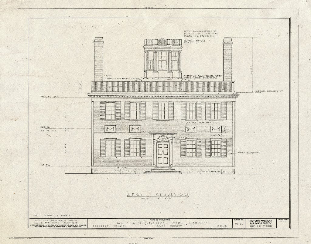 Blueprint HABS ME,7-ROCPO.V,1- (Sheet 4 of 7) -"Spite House, Deadman's Point (Moved from Phippsburg, ME), Rockport, Knox County, ME