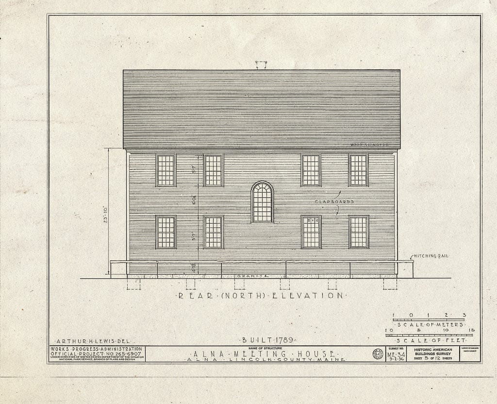 Blueprint HABS ME,8-ALNA,1- (Sheet 5 of 12) - Alna Meeting House, State Route 218, Alna, Lincoln County, ME