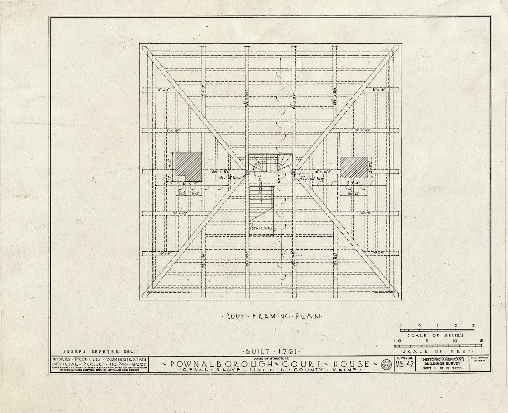 Blueprint HABS ME,8-CEGRO,1- (Sheet 5 of 19) - Pownalborough Court House, State Route 128, Cedar Grove, Lincoln County, ME