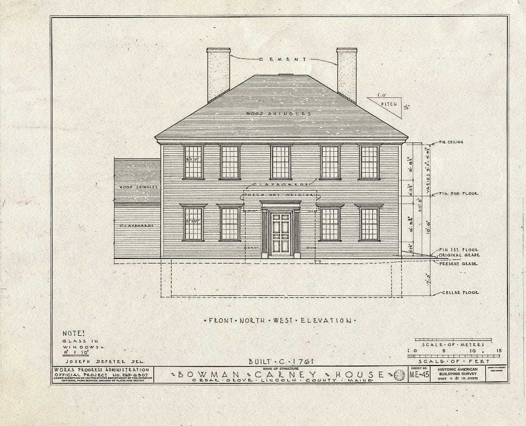 Blueprint HABS ME,8-CEGRO,2- (Sheet 4 of 15) - Bowman-Carney House, State Route 128, Cedar Grove, Lincoln County, ME