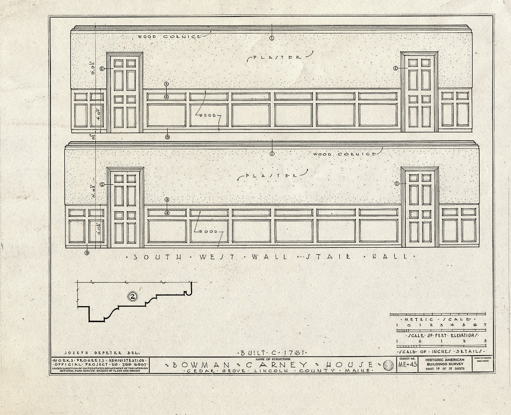 Blueprint HABS ME,8-CEGRO,2- (Sheet 14 of 15) - Bowman-Carney House, State Route 128, Cedar Grove, Lincoln County, ME