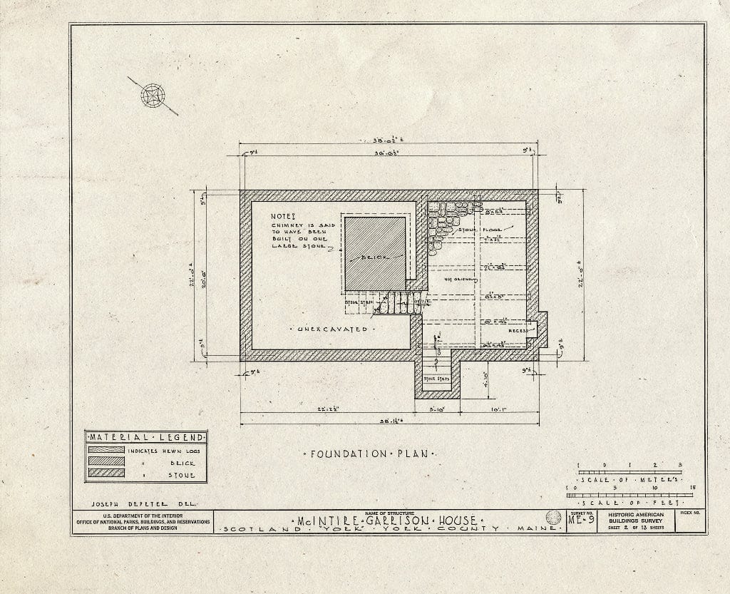 Blueprint HABS ME,16-Bern.V,1- (Sheet 2 of 13) - McIntire-Garrison House, South Berwick Road (State Route 91), Scotland, York County, ME