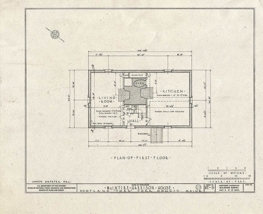 Blueprint HABS ME,16-Bern.V,1- (Sheet 3 of 13) - McIntire-Garrison House, South Berwick Road (State Route 91), Scotland, York County, ME