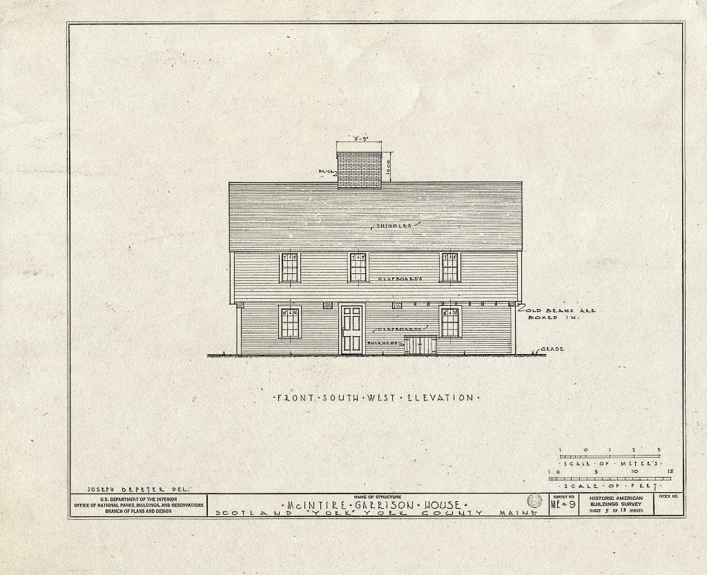 Blueprint HABS ME,16-Bern.V,1- (Sheet 5 of 13) - McIntire-Garrison House, South Berwick Road (State Route 91), Scotland, York County, ME