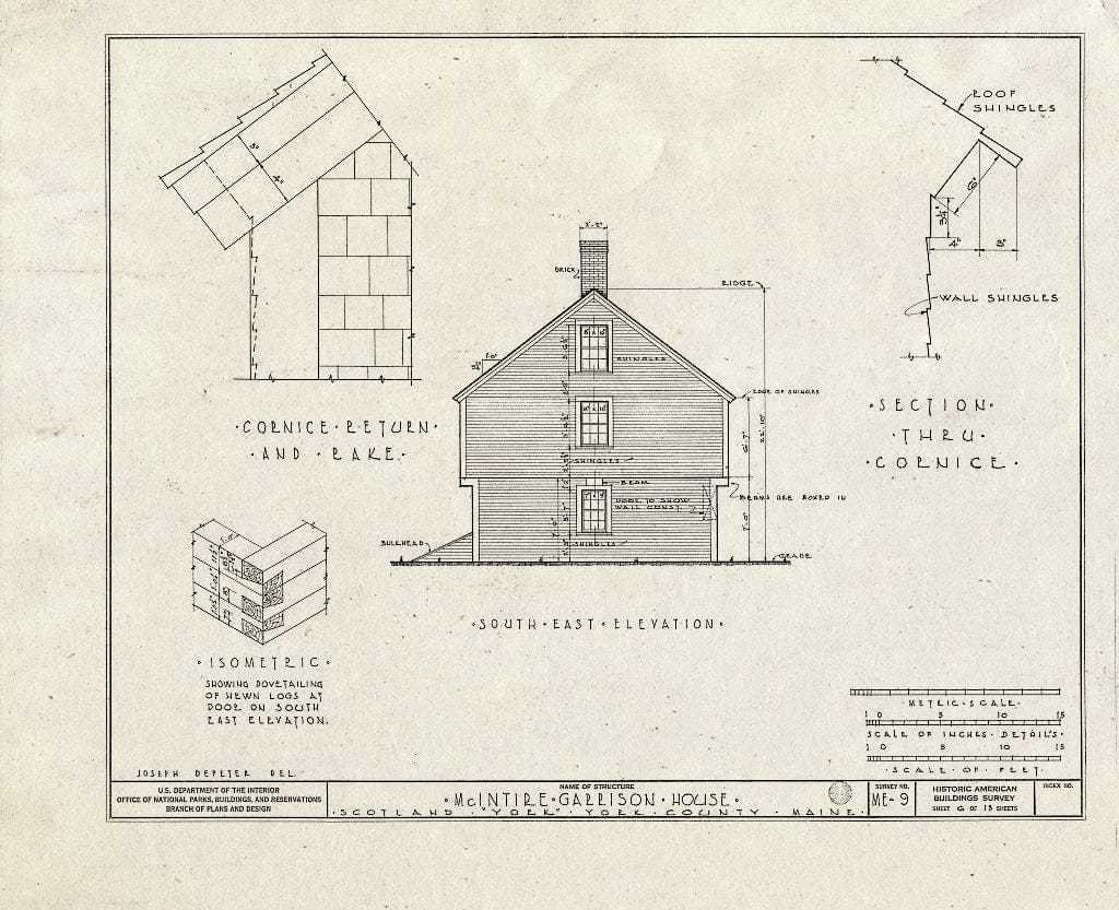 Blueprint HABS ME,16-Bern.V,1- (Sheet 6 of 13) - McIntire-Garrison House, South Berwick Road (State Route 91), Scotland, York County, ME