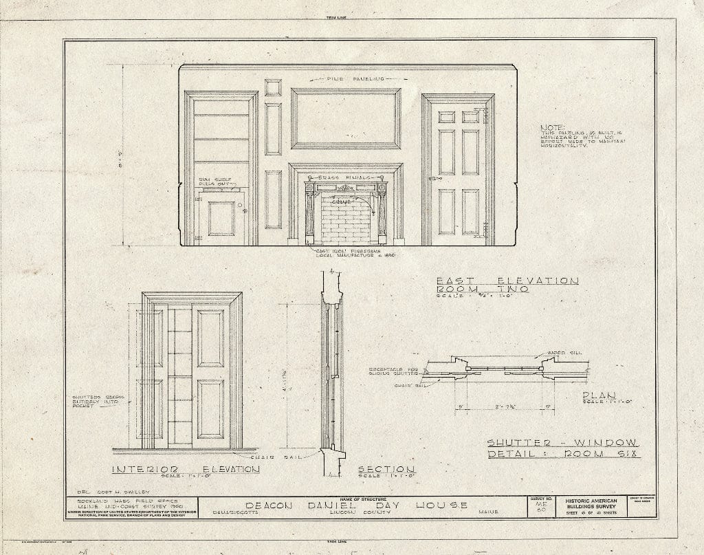 Blueprint HABS ME,8-DAMARM,2- (Sheet 6 of 6) - Daniel Day House, East Side of Bristol Road (State Route 129), South of U.S. Route 1, Damariscotta Mills, Lincoln County, ME