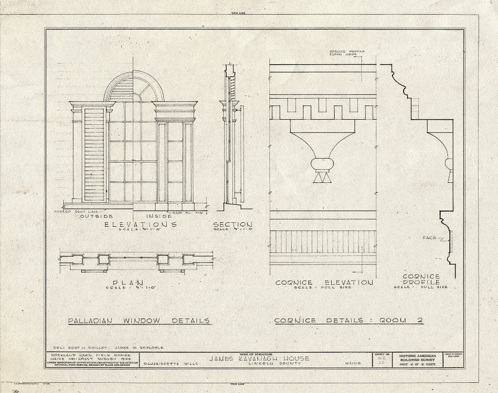 Blueprint HABS ME,8-DAMARM,1- (Sheet 6 of 6) - James Kavanaugh House, State Route 213, Damariscotta Mills, Lincoln County, ME