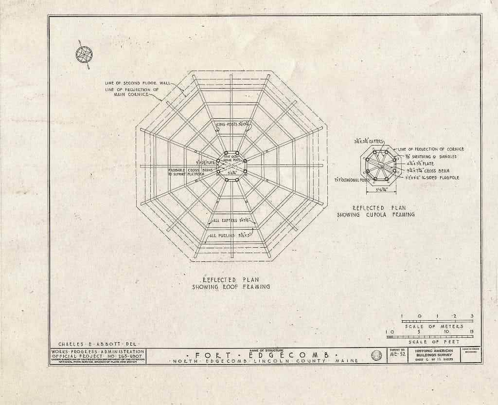 Blueprint HABS ME,8-EDCON,1- (Sheet 6 of 12) - Fort Edgecomb Blockhouse, North Edgecomb, Lincoln County, ME