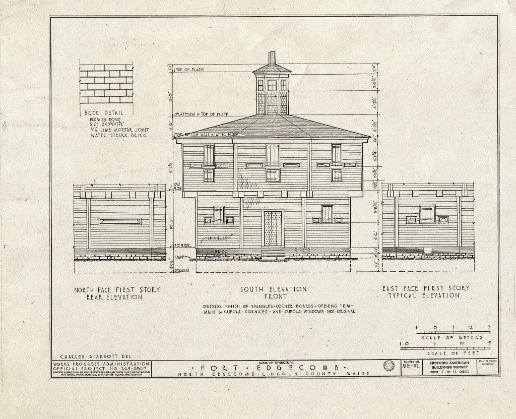 Blueprint HABS ME,8-EDCON,1- (Sheet 7 of 12) - Fort Edgecomb Blockhouse, North Edgecomb, Lincoln County, ME
