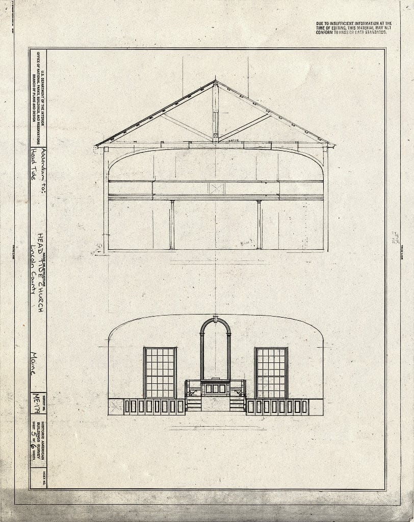 Blueprint Interior Details - Head Tide Church, 1838 Head Tide Church Road, Head Tide, Lincoln County, ME