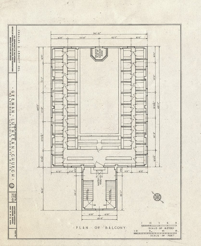 Blueprint HABS ME,8-WABO,1- (Sheet 4 of 18) - German Lutheran Church, State Route 32, Waldoboro, Lincoln County, ME