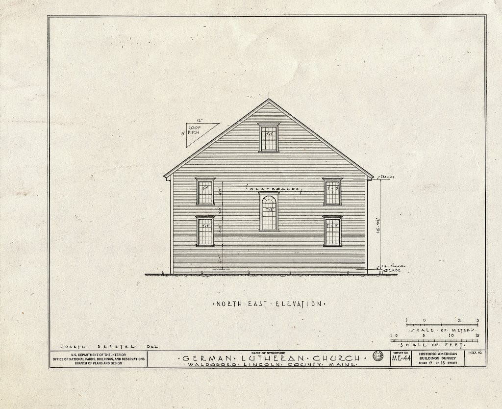 Blueprint HABS ME,8-WABO,1- (Sheet 9 of 18) - German Lutheran Church, State Route 32, Waldoboro, Lincoln County, ME