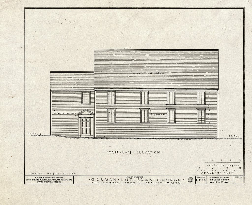 Blueprint HABS ME,8-WABO,1- (Sheet 10 of 18) - German Lutheran Church, State Route 32, Waldoboro, Lincoln County, ME
