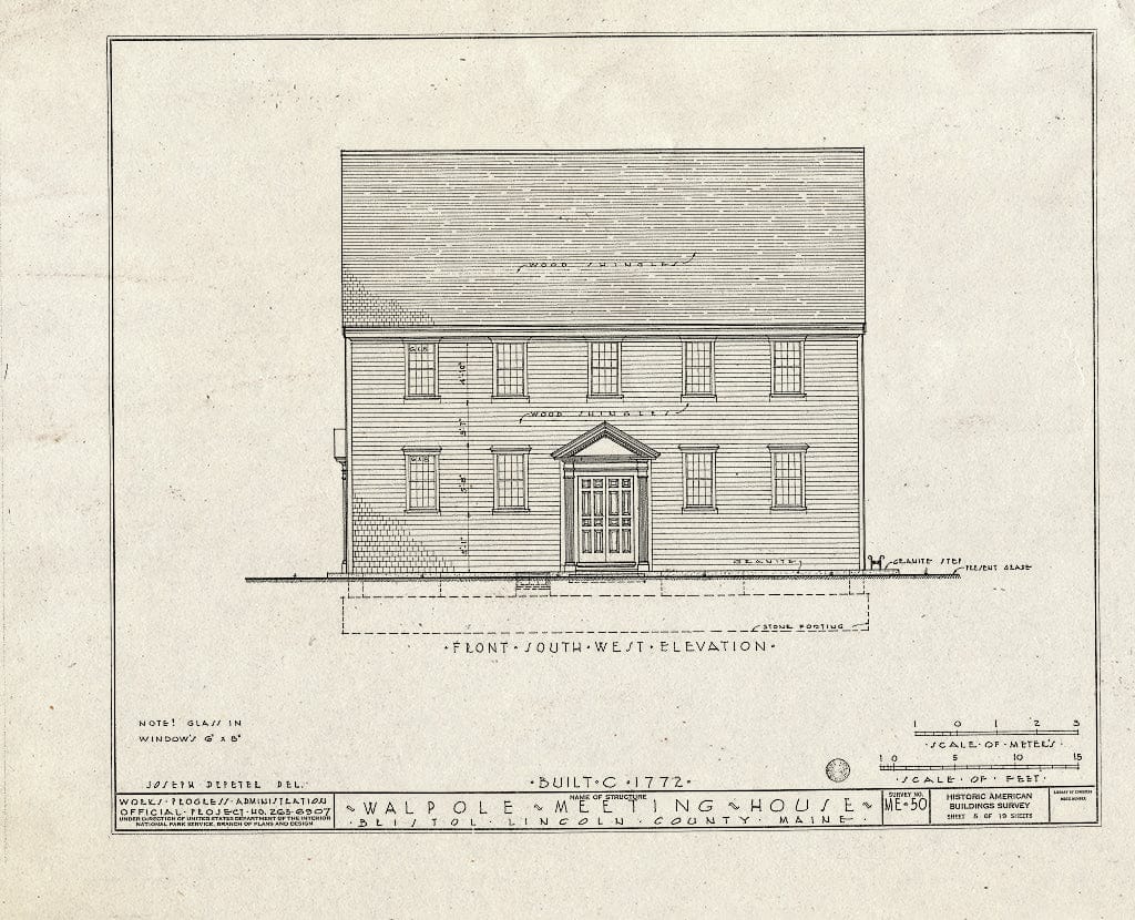 Blueprint HABS ME,8-WALP,1- (Sheet 5 of 19) - Walpole Meeting House, State Route 129, Walpole, Lincoln County, ME