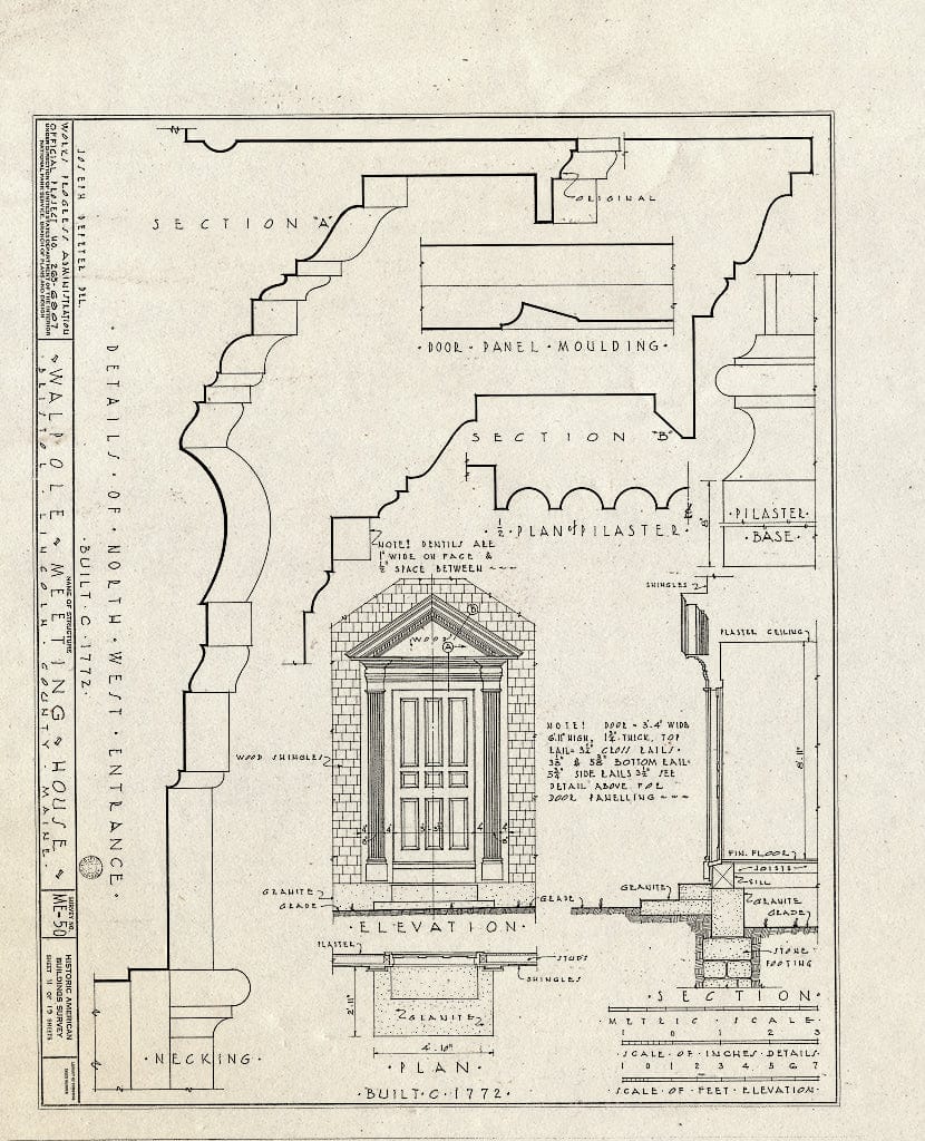 Blueprint HABS ME,8-WALP,1- (Sheet 11 of 19) - Walpole Meeting House, State Route 129, Walpole, Lincoln County, ME
