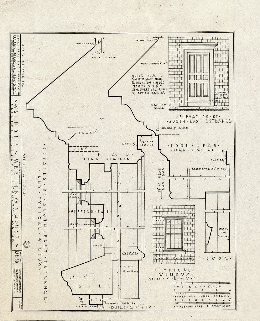 Blueprint HABS ME,8-WALP,1- (Sheet 12 of 19) - Walpole Meeting House, State Route 129, Walpole, Lincoln County, ME