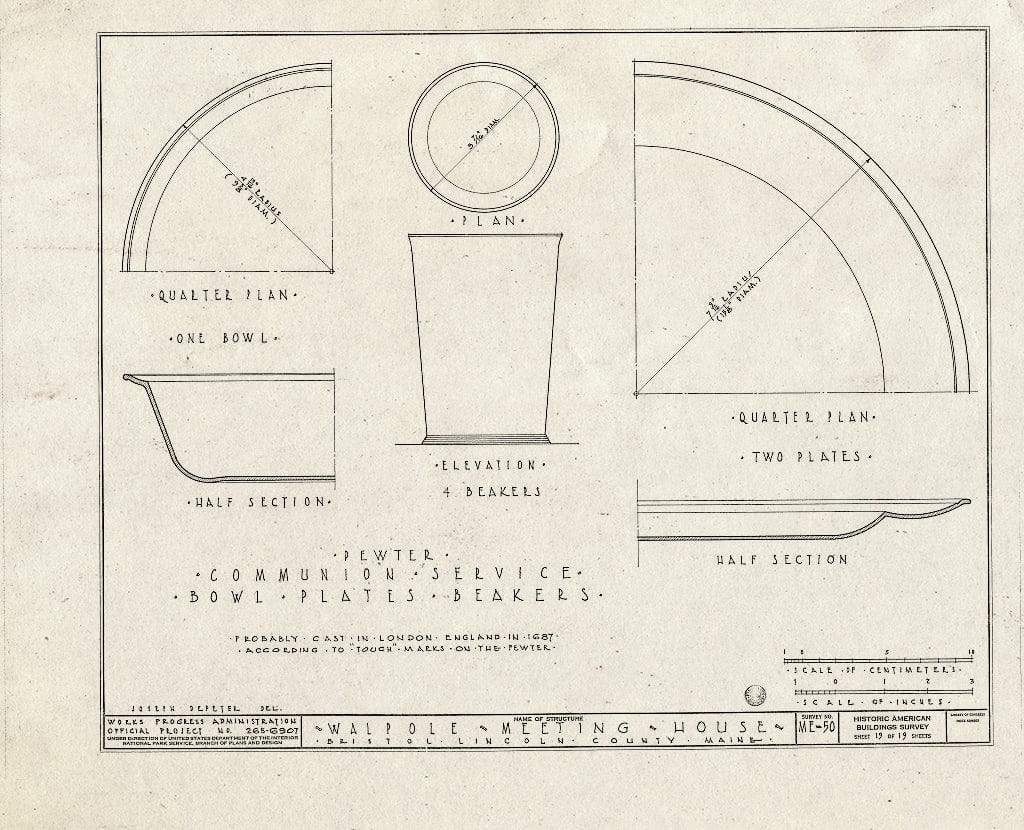 Blueprint HABS ME,8-WALP,1- (Sheet 19 of 19) - Walpole Meeting House, State Route 129, Walpole, Lincoln County, ME
