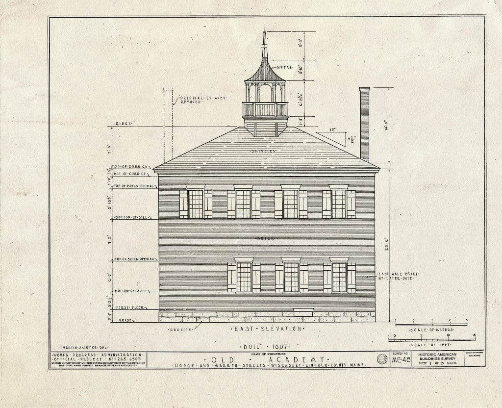 Blueprint HABS ME,8-WISC,4- (Sheet 7 of 9) - Old Academy, Warren & Hodge Streets, Wiscasset, Lincoln County, ME