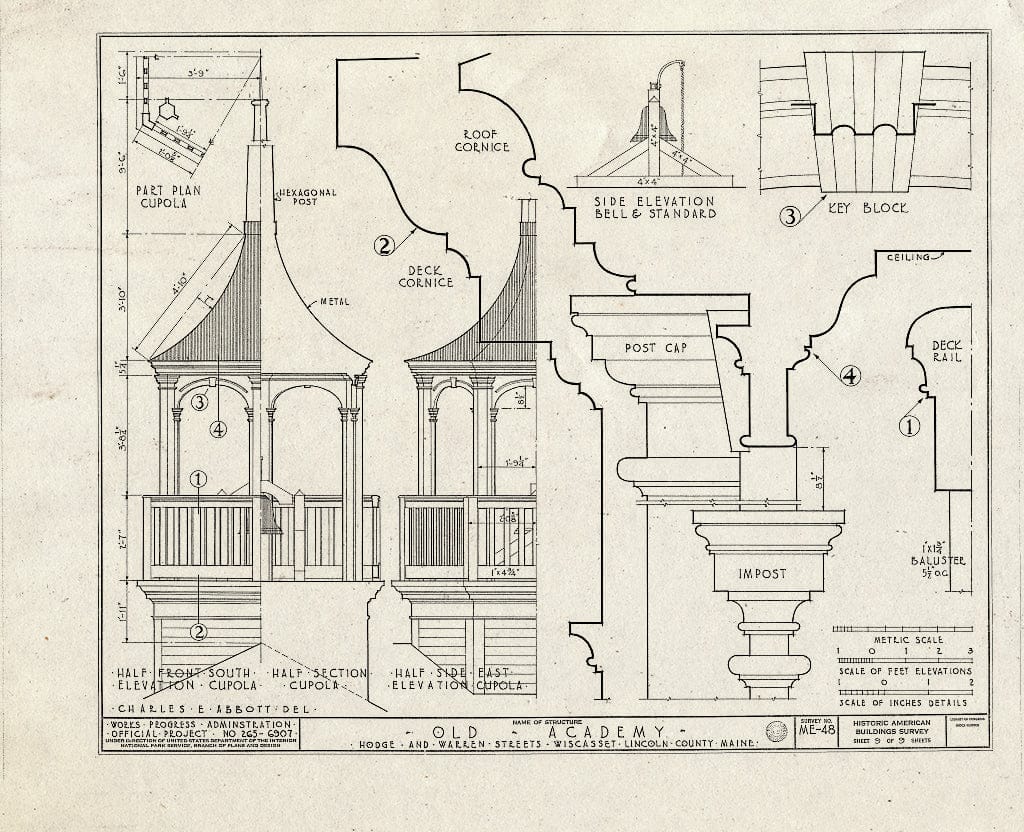 Blueprint HABS ME,8-WISC,4- (Sheet 9 of 9) - Old Academy, Warren & Hodge Streets, Wiscasset, Lincoln County, ME