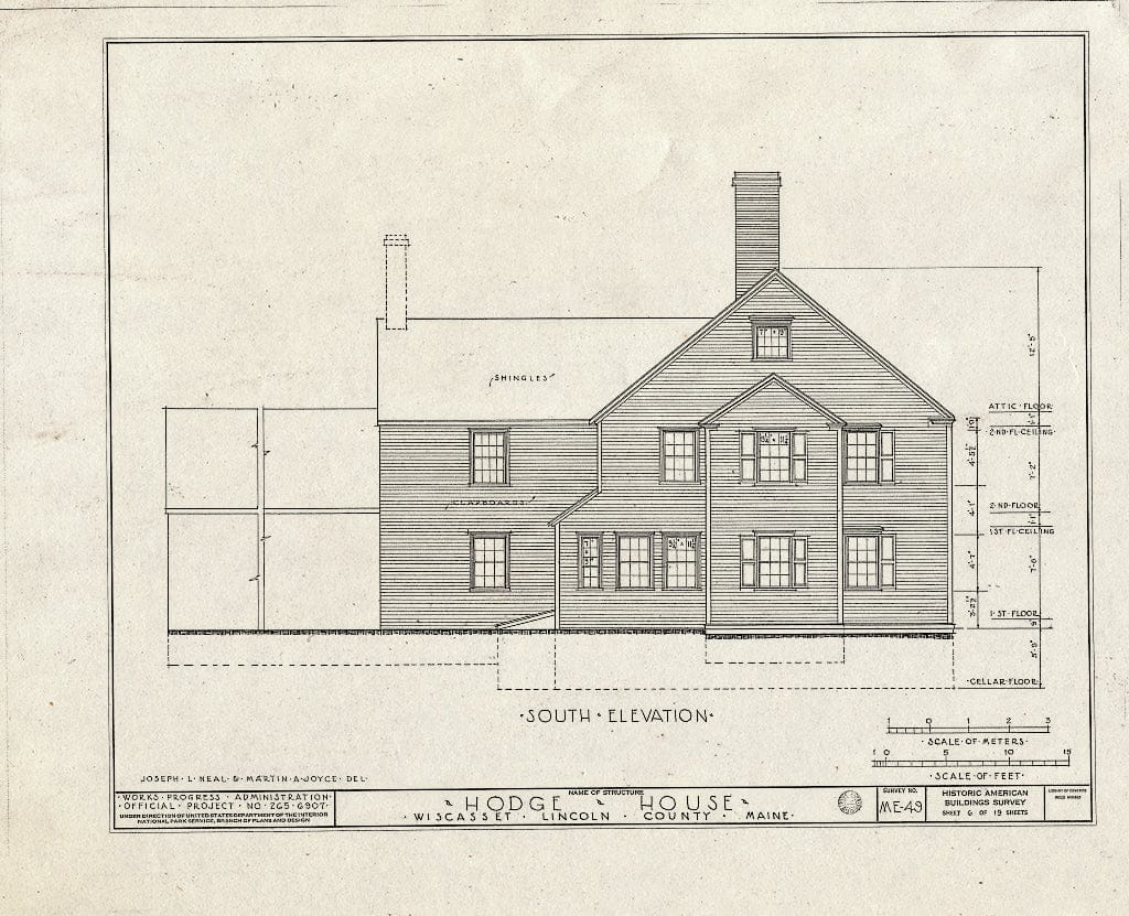 Blueprint HABS ME,8-WISC,5- (Sheet 6 of 19) - Hodge House, Hodge Street & Route 1, Wiscasset, Lincoln County, ME