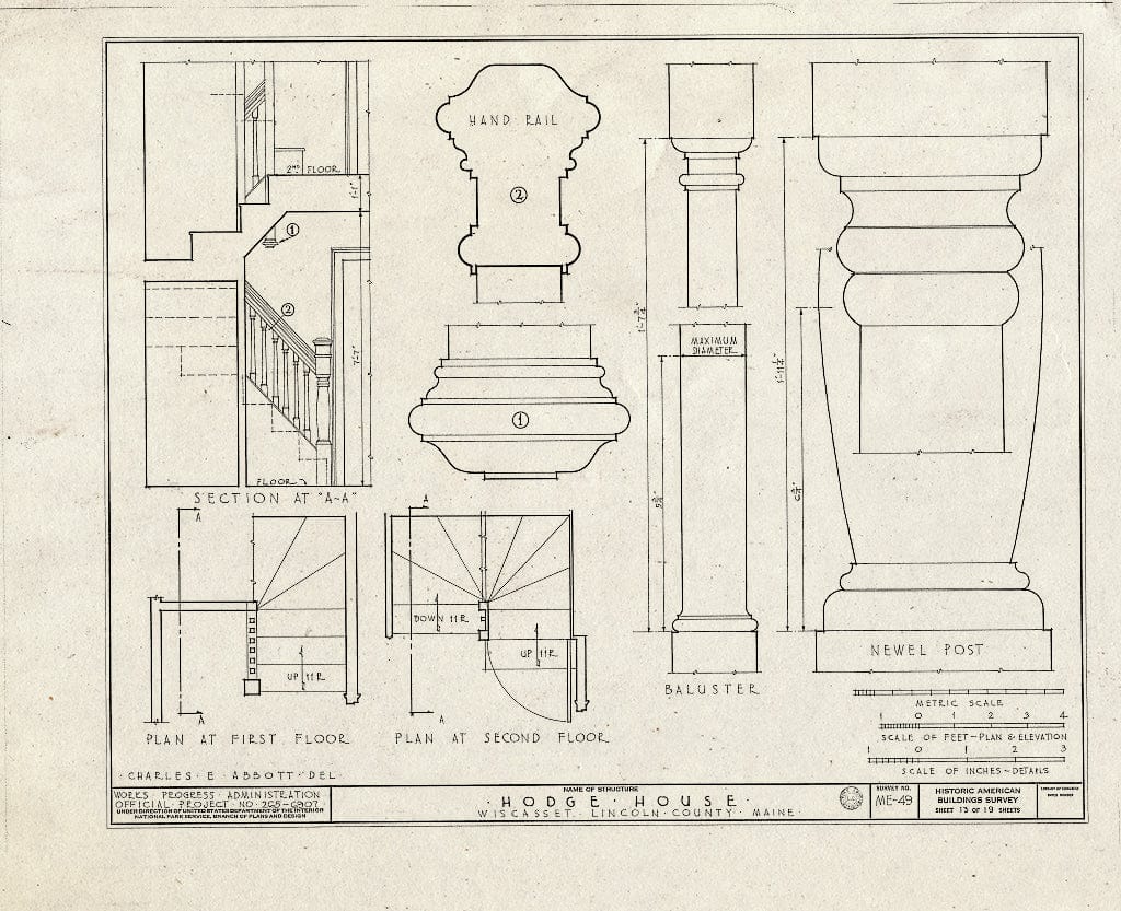 Blueprint HABS ME,8-WISC,5- (Sheet 13 of 19) - Hodge House, Hodge Street & Route 1, Wiscasset, Lincoln County, ME