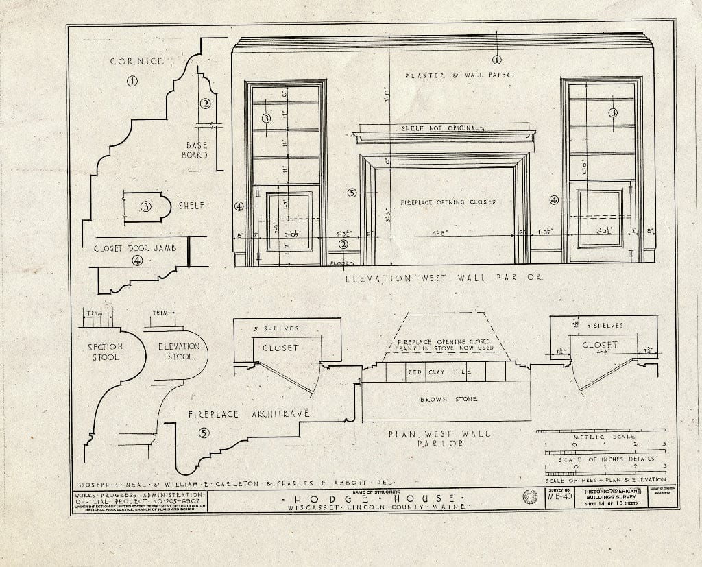 Blueprint HABS ME,8-WISC,5- (Sheet 14 of 19) - Hodge House, Hodge Street & Route 1, Wiscasset, Lincoln County, ME