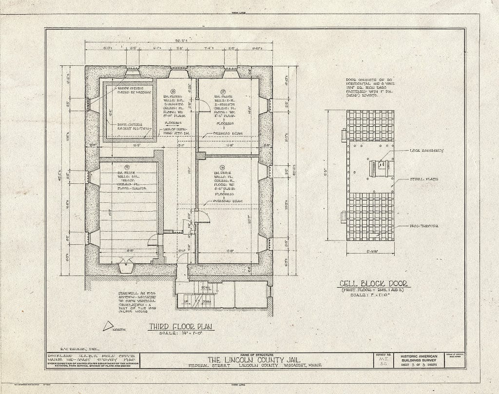 Blueprint HABS ME,8-WISC,7- (sheet 3 of 3) - Lincoln County Jail, East side of Federal Street (State Route 218), North of Main Street (U.S. Route 1), Wiscasset, Lincoln County, ME
