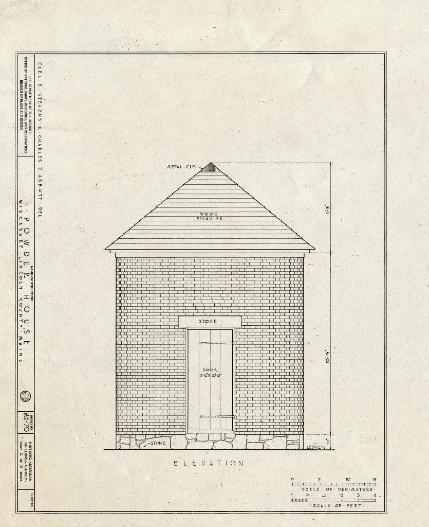 Blueprint HABS ME,8-WISC,6- (Sheet 2 of 3) - Powder House, Wiscasset, Lincoln County, ME