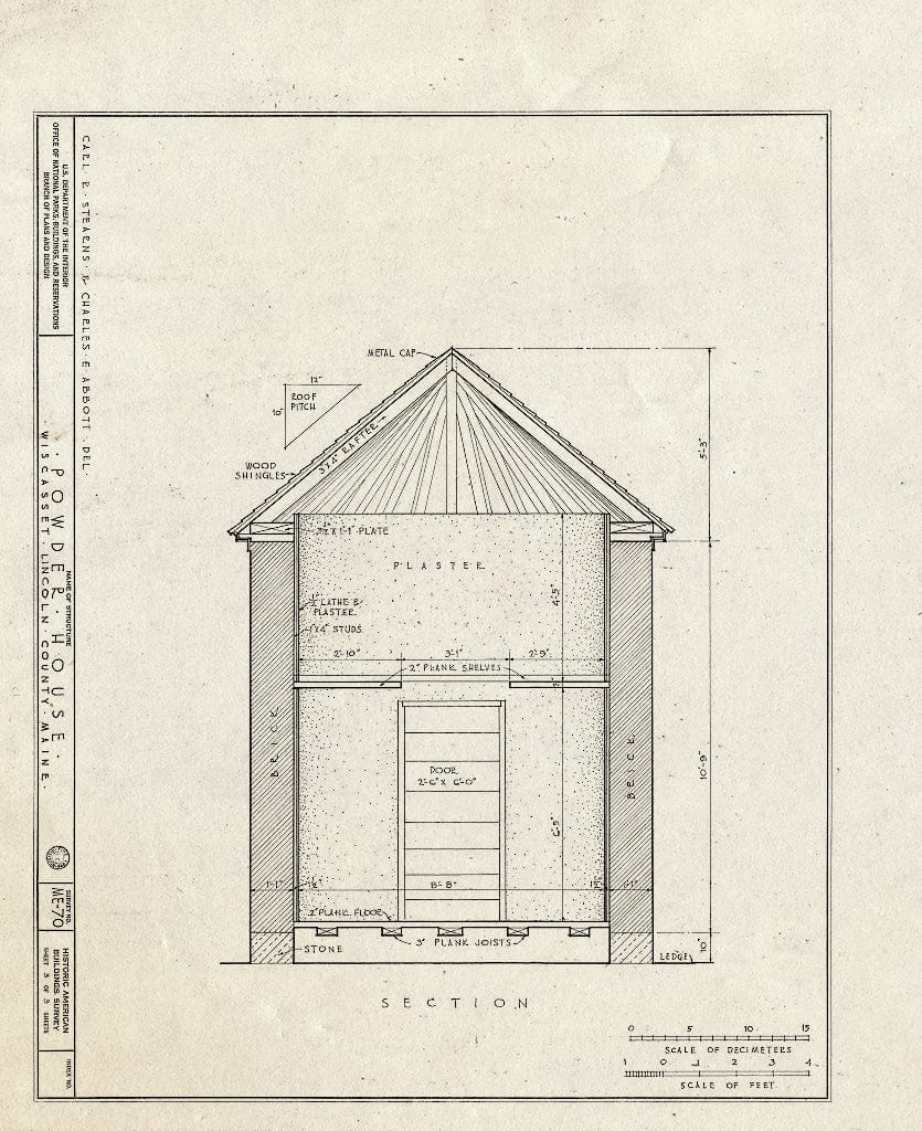 Blueprint HABS ME,8-WISC,6- (Sheet 3 of 3) - Powder House, Wiscasset, Lincoln County, ME